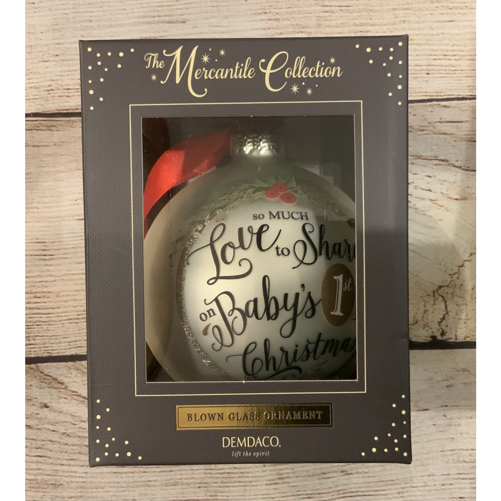 Demdaco Demdaco Blown Glass Baby’s First Christmas Ornament