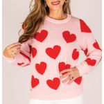 Simply Southern Simply Southern Fuzzy Heart Sweater Valentine Pink