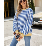 Lovesoft Lovesoft Color Contrast Crewneck Blue and White Stripes