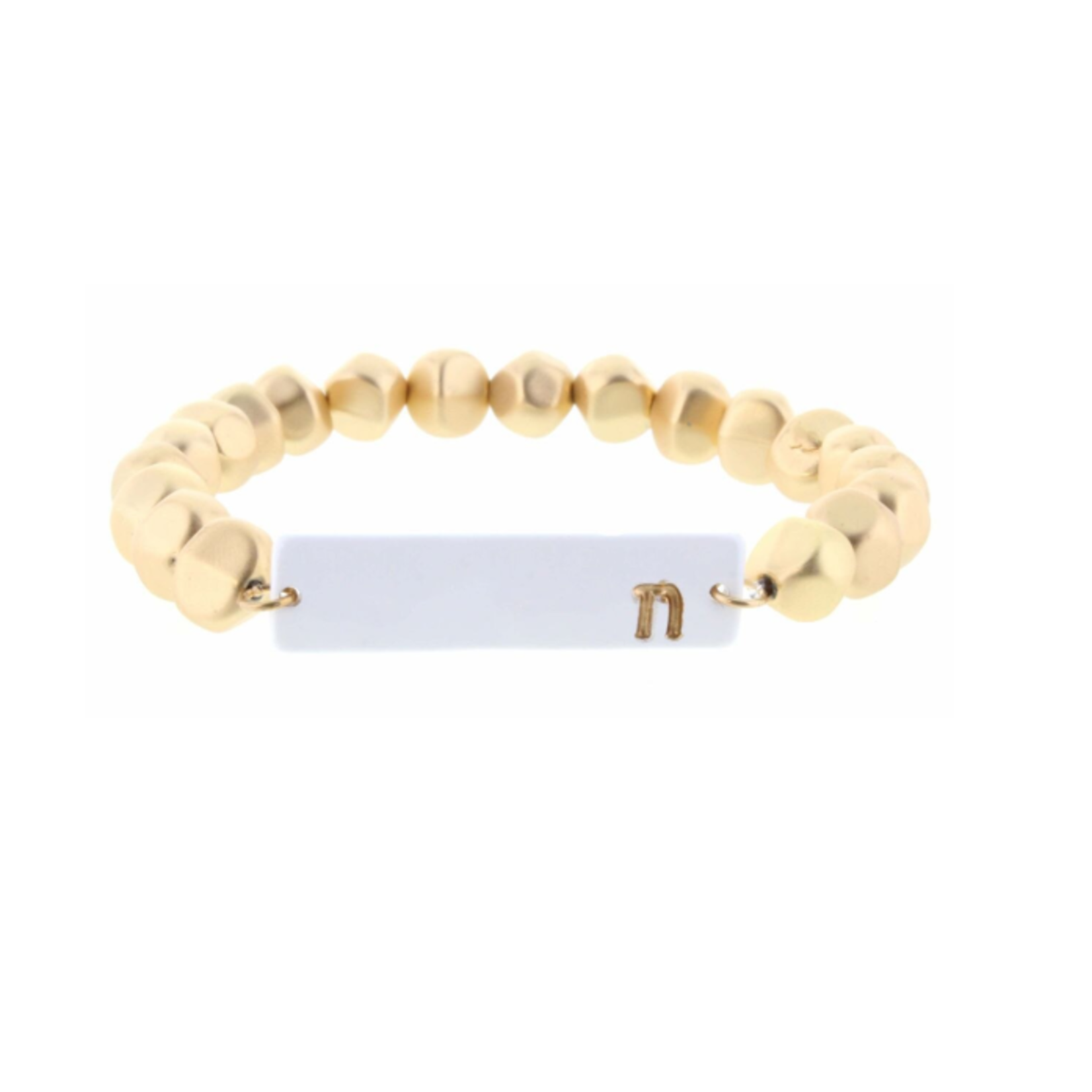Jane Marie Jane Marie Gold Beaded Ceramic Initial Bracelet "N"