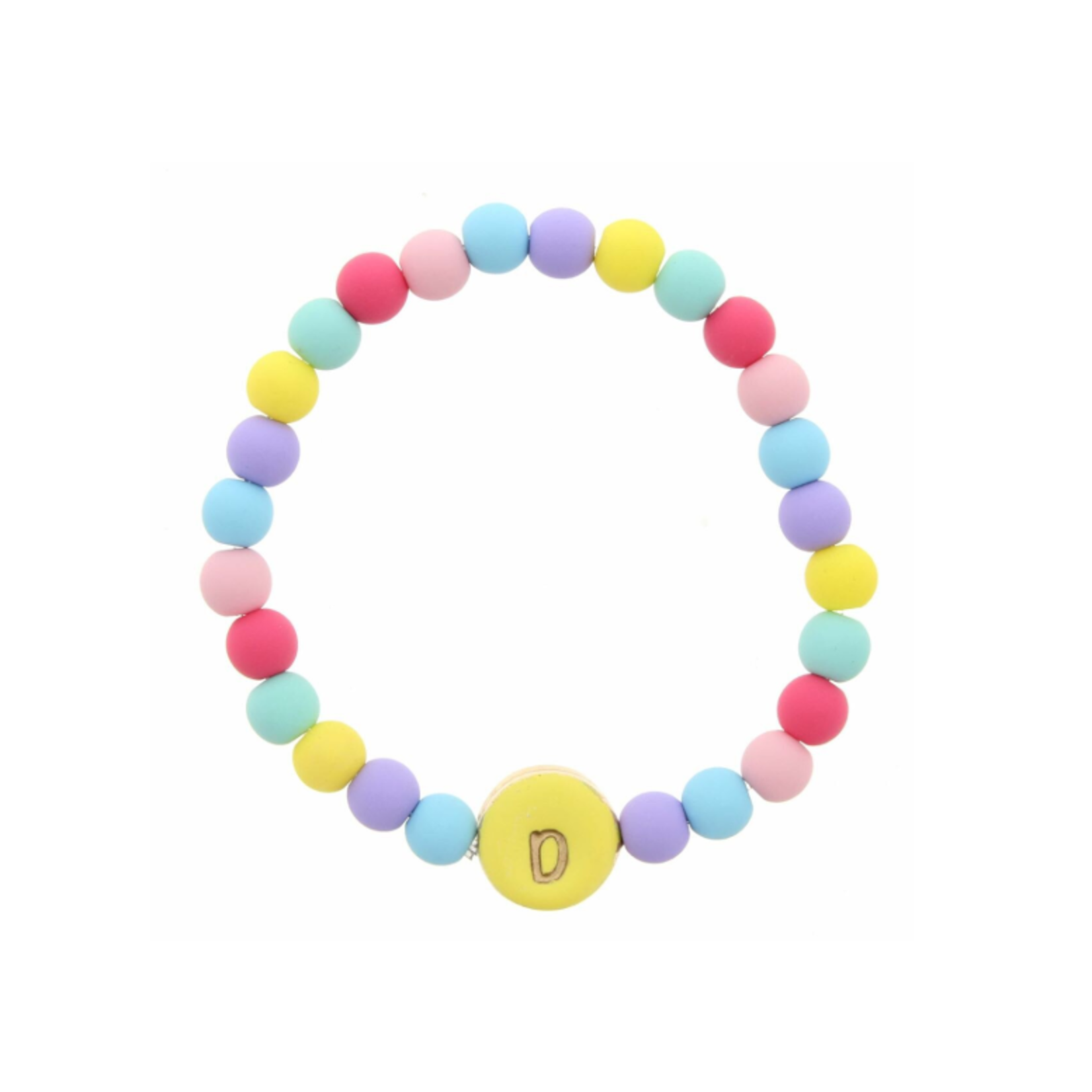 Jane Marie Jane Marie Kids Yellow Stamped Multicolored Beaded Initial Bracelet "D"