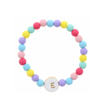 Jane Marie Jane Marie Kids White Stamped Multicolored Beaded Initial Bracelet "E"