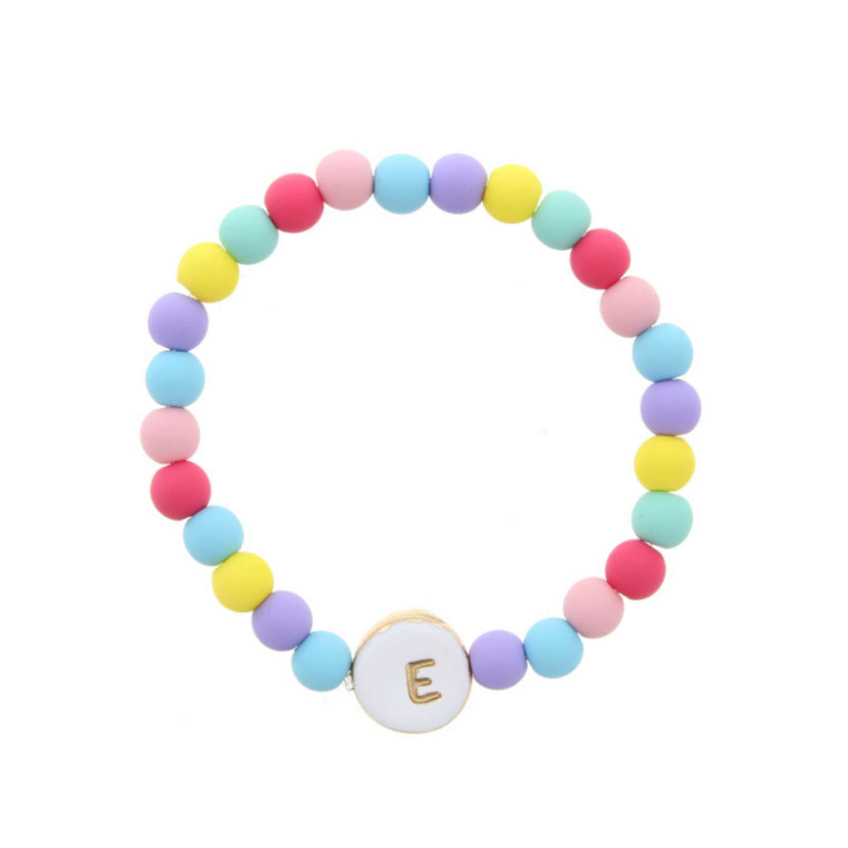 Jane Marie Jane Marie Kids White Stamped Multicolored Beaded Initial Bracelet "E"