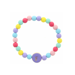 Jane Marie Jane Marie Kids Purple Stamped Multicolored Beaded Initial Bracelet "F"
