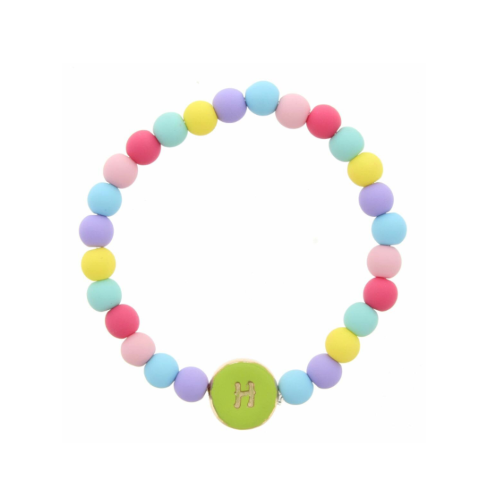 Jane Marie Jane Marie Kids Lime Stamped Multicolored Beaded Initial Bracelet "H"