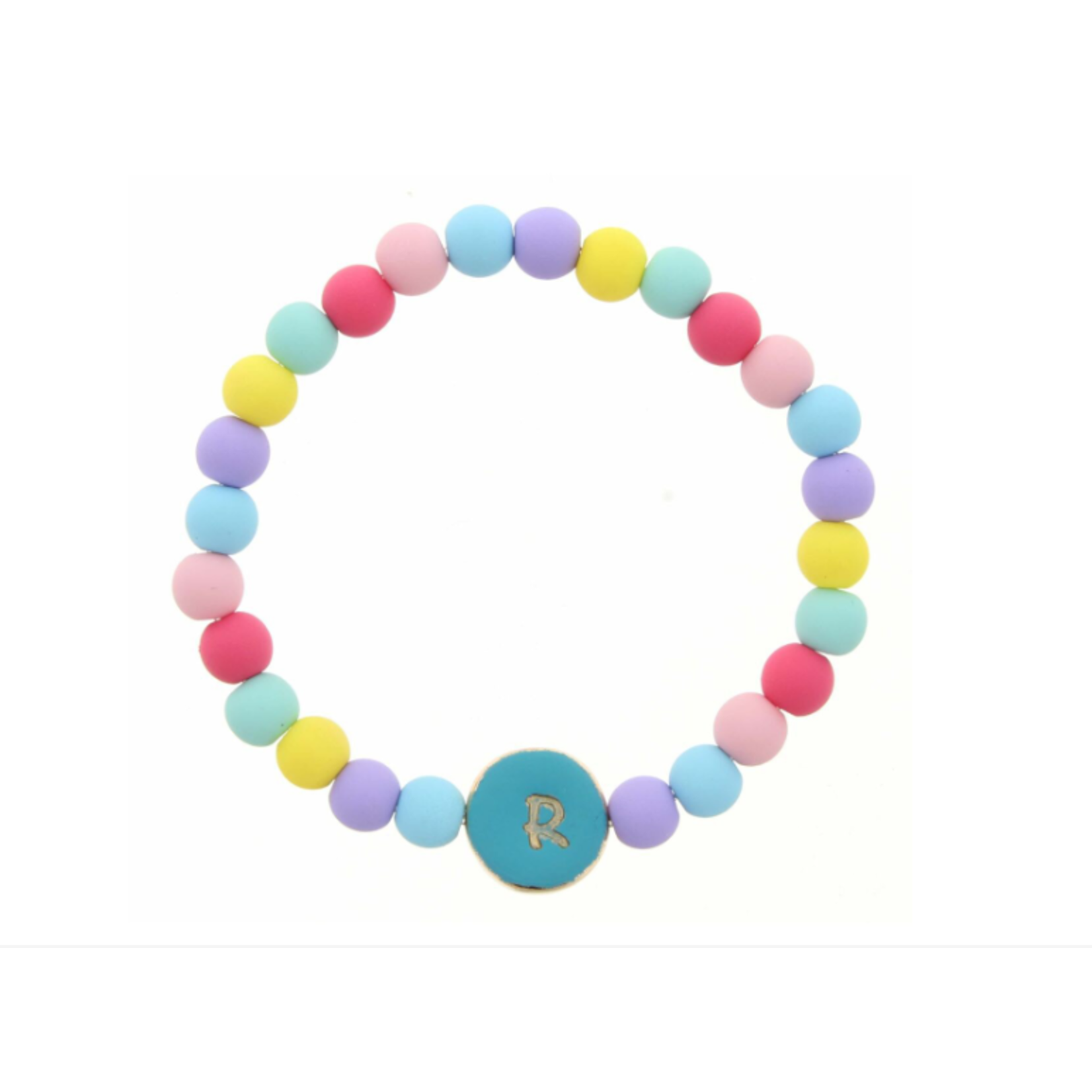 Jane Marie Jane Marie Kids Turquoise Stamped Multicolored Beaded Initial Bracelet "R"