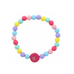 Jane Marie Jane Marie Kids Pink Stamped Multicolored Beaded Initial Bracelet "N"