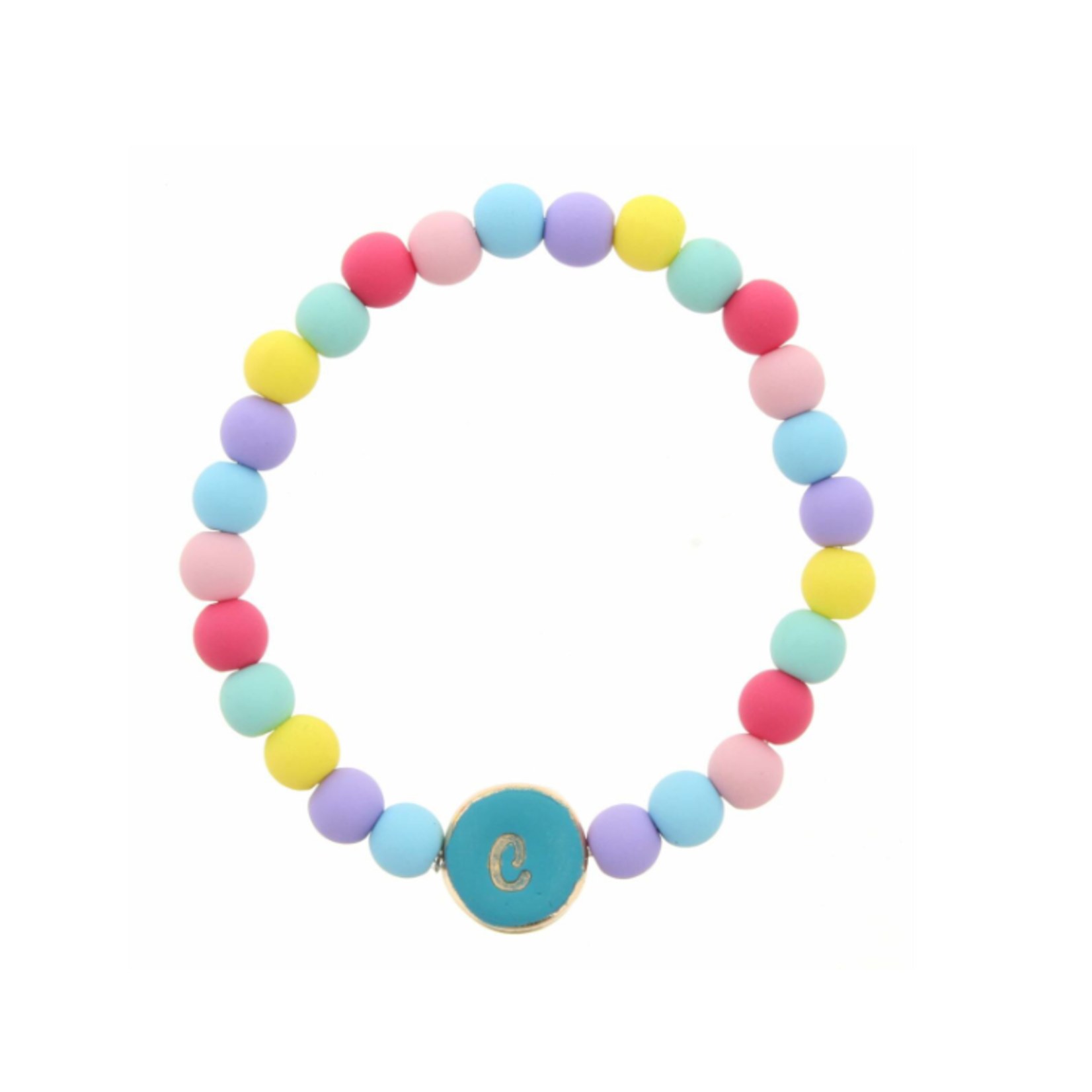 Jane Marie Jane Marie Kids Turquoise Stamped Multicolored Beaded Initial Bracelet "C"