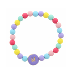Jane Marie Jane Marie Kids Purple Stamped Multicolored Beaded Initial Bracelet "M"