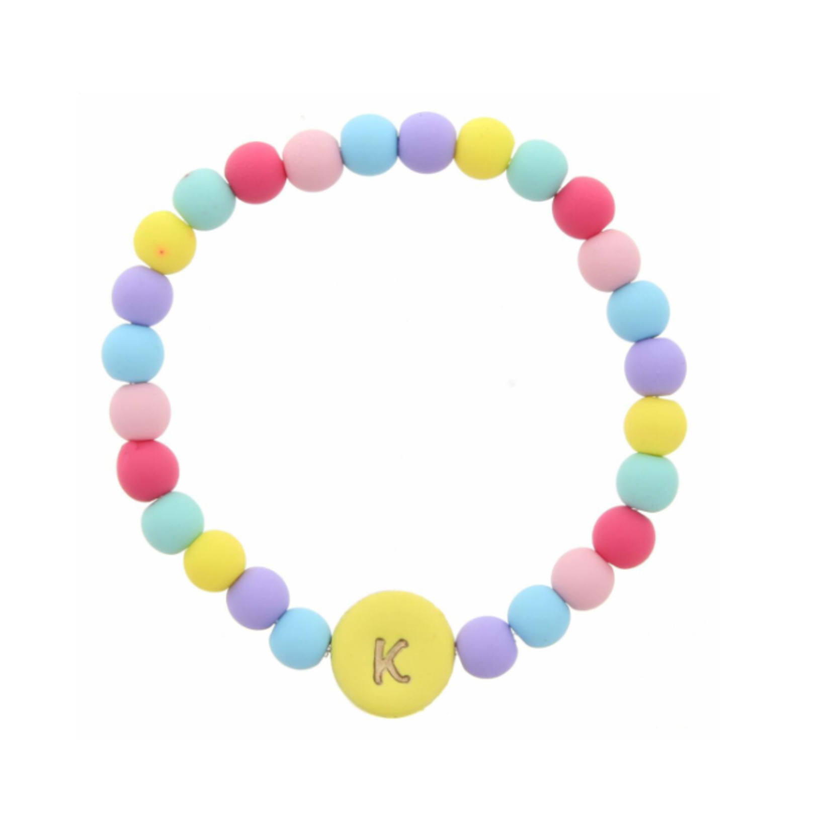 Jane Marie Jane Marie Kids Yellow Stamped Beaded Multicolored Initial Bracelet "K"