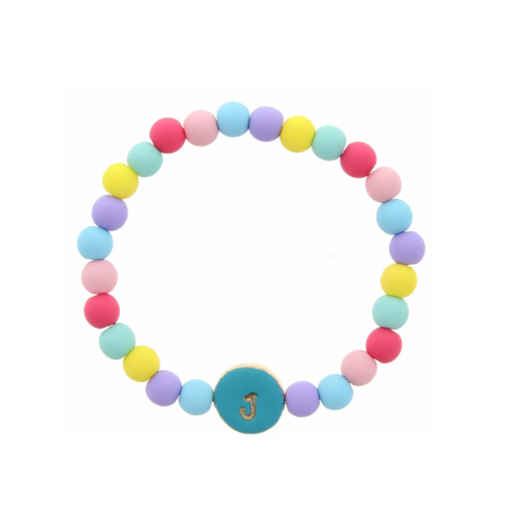 Jane Marie Jane Marie Kids Turquoise Stamped Beaded Multicolored Initial Bracelet "J"