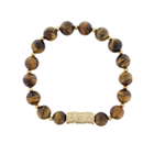 Jane Marie Jane Marie Tigers Eye Beaded Stretch Bracelet with Gold Disks