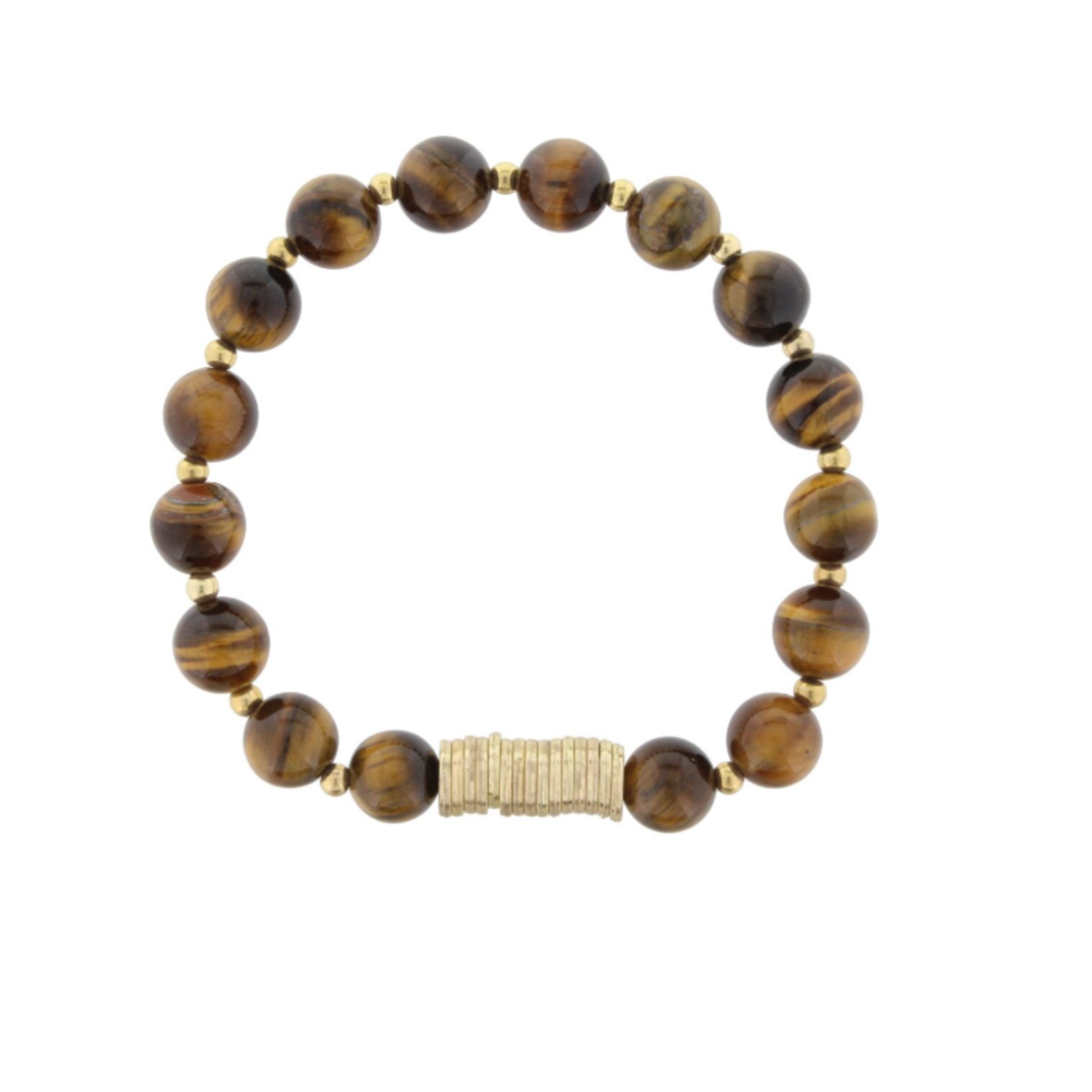 Jane Marie Jane Marie Tigers Eye Beaded Stretch Bracelet with Gold Disks