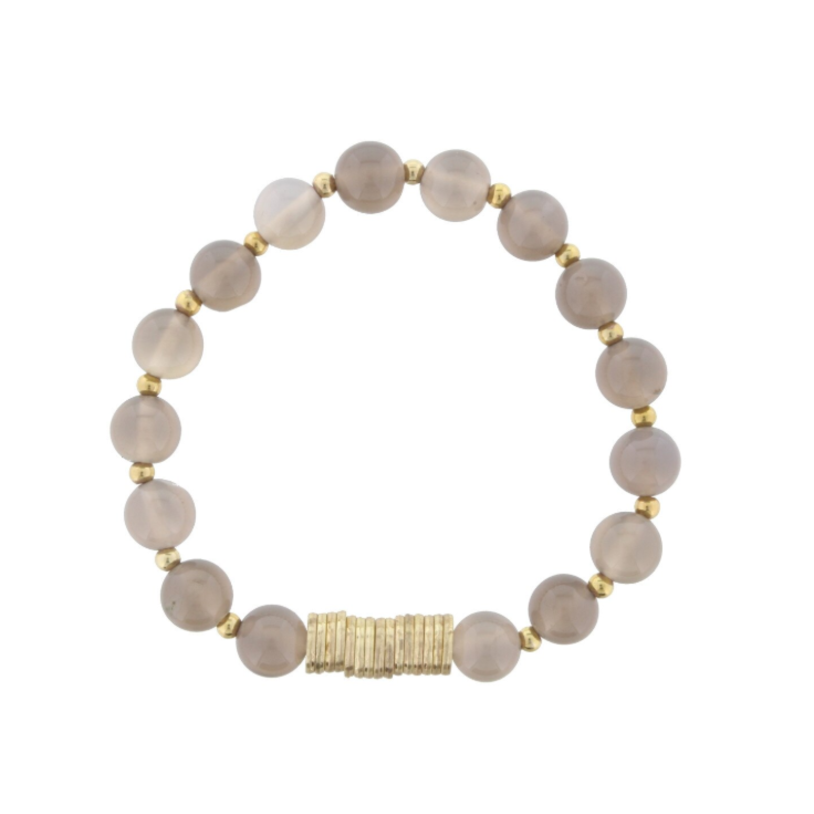 Jane Marie Jane Marie Grey Beaded Stretch Bracelet with Gold Disks