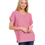 Zenana Zenana Center Seam Short Sleeve Sweater Mauve