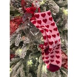 Transpac Valentine Socks in Acrylic Heart Pink with Red Hearts