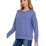 Zenana Zenana Brushed Hacci Drop Shoulder Sweater Marlin