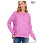Zenana Zenana Brushed Hacci Drop Shoulder Sweater Bright Mauve