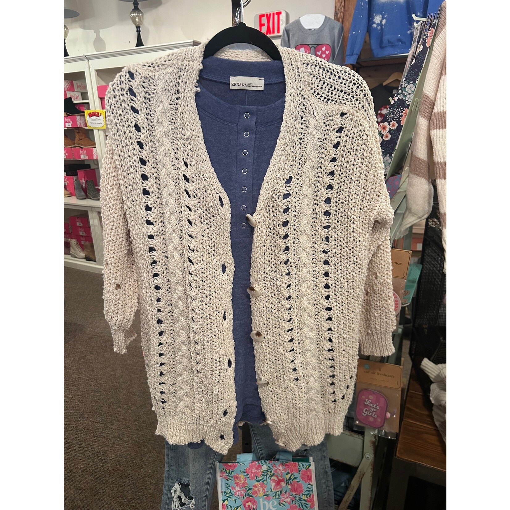 Adora Adora Cable Knit Button Up Cardigan
