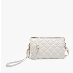 Jen & Co Jen & Co Riley High Gloss Quilted Crossbody Off White M013HG