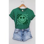 Kissed Apparel Kissed Apparel Smile Face St Patricks Checker Tee Heather Green