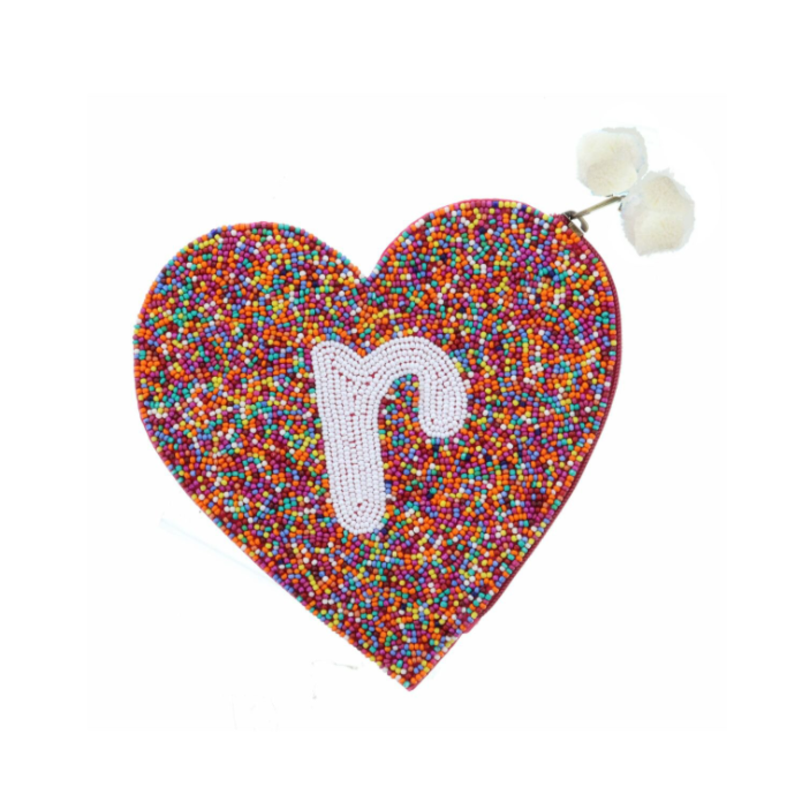 Jane Marie Jane Marie Multi Rainbow Bead Zipper Coin Purse "R"