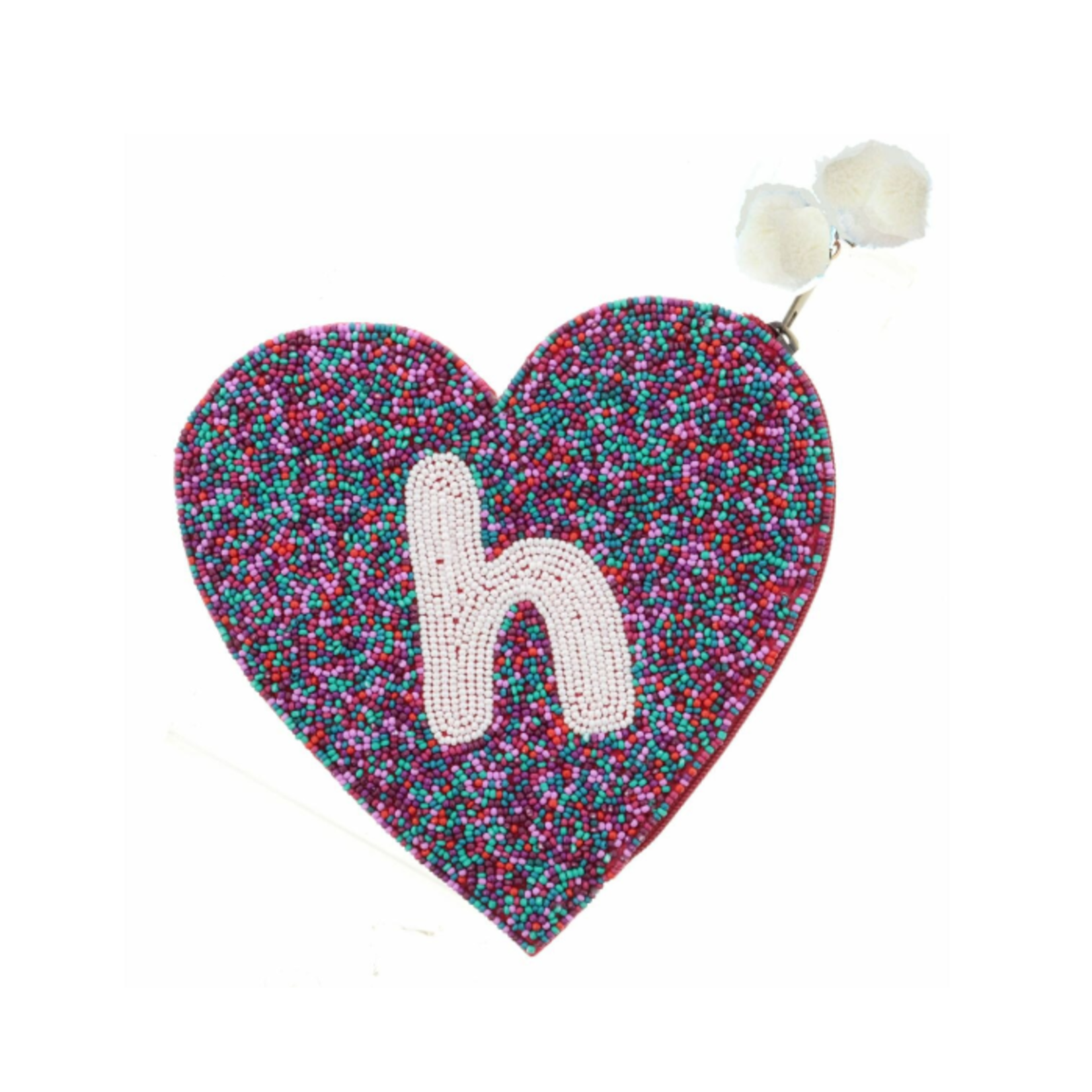 Jane Marie Jane Marie Teal & Red Multi Bead Zipper Coin Purse "H"