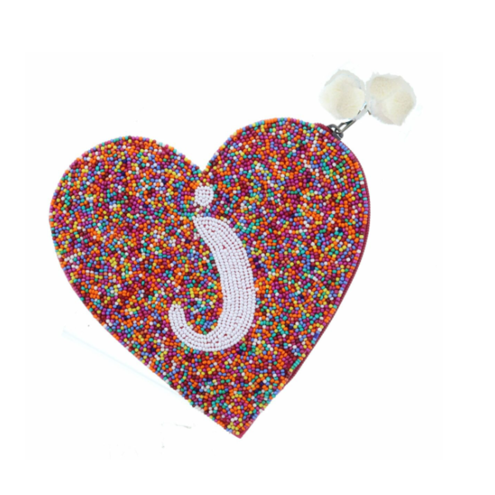 Jane Marie Jane Marie Muti Rainbow Bead Zipper Coin Purse "J"