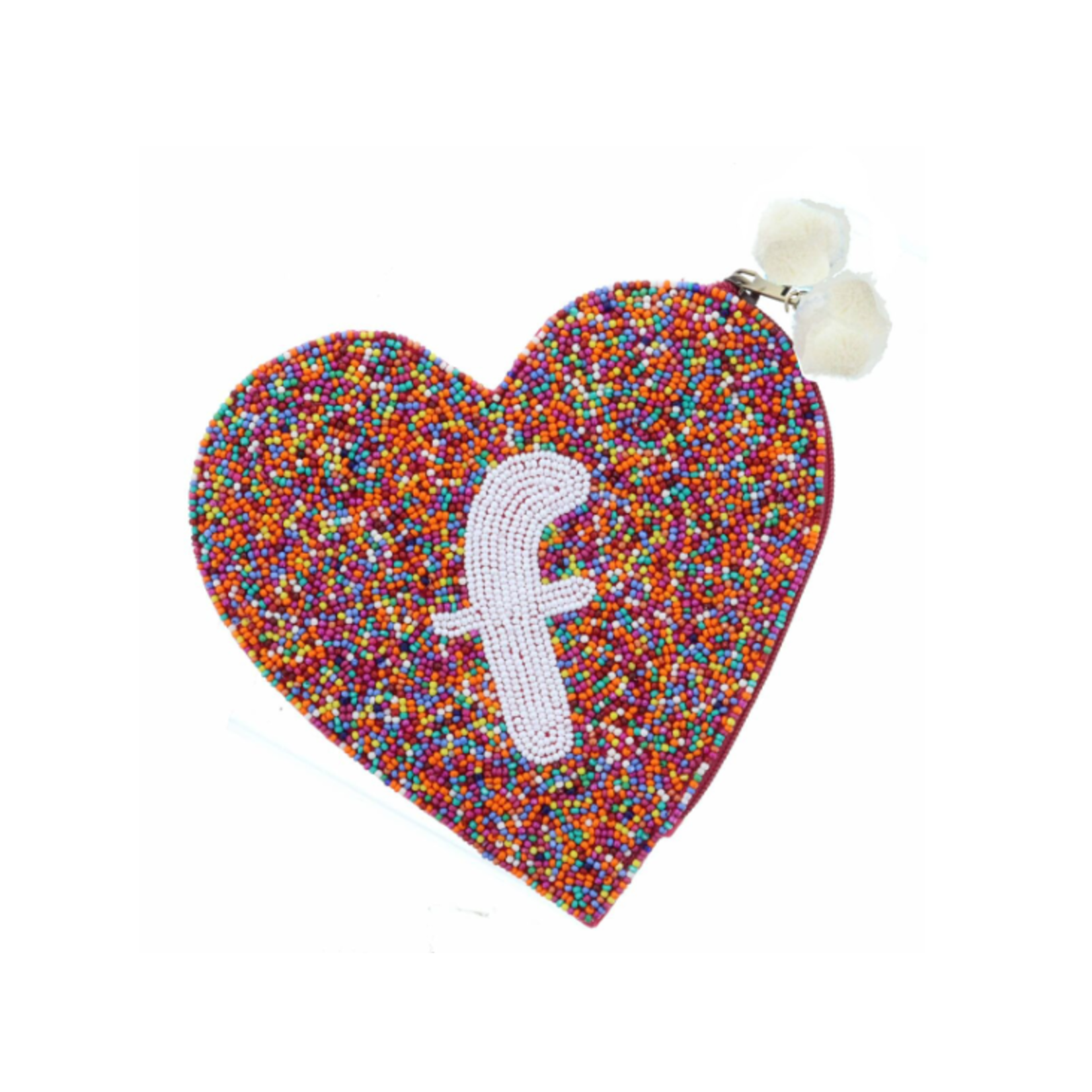 Jane Marie Jane Marie Multi Rainbow Bead Zipper Coin Purse "J"