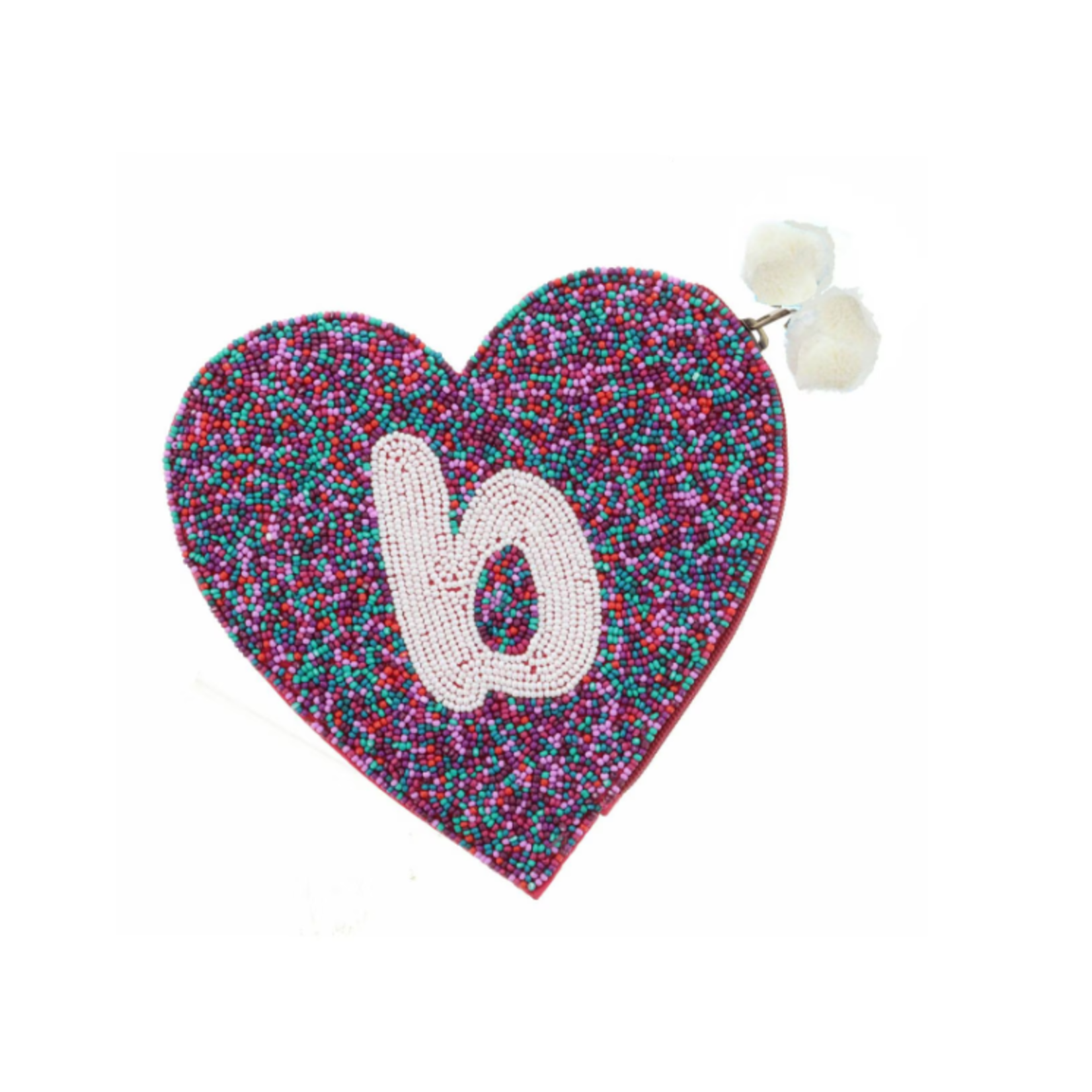 Jane Marie Jane Marie Teal & Red Multi Bead Zipper Coin Purse "B"