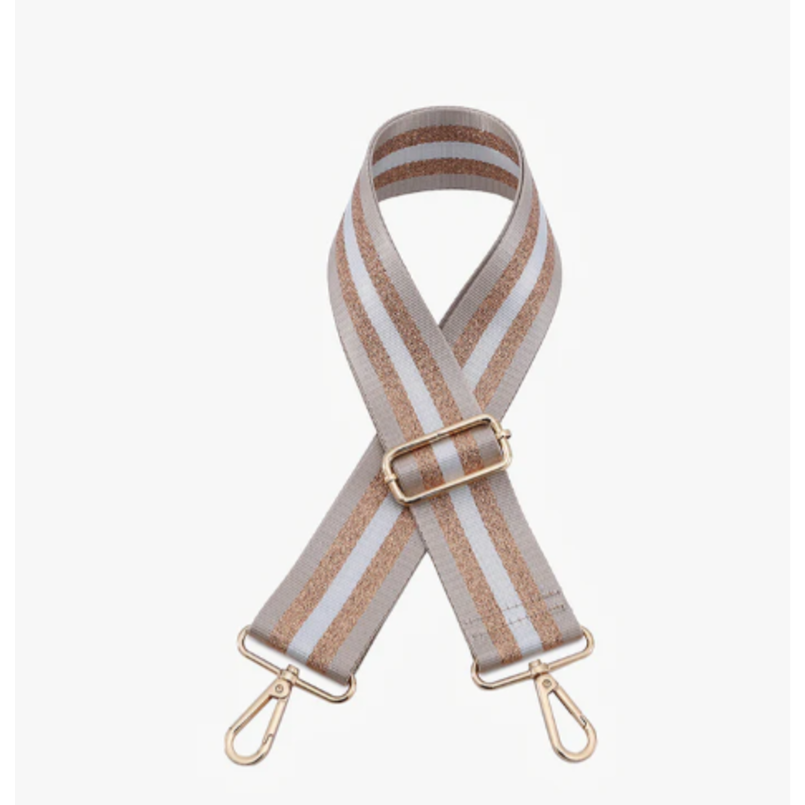 Jen & Co Jen & Co Striped Guitar Strap Khaki Gold STPSTRP-KHGD