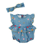 Mudpie Mudpie Rainbow Flower Denim Bubble Headband Set