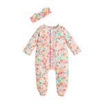 Mudpie Mudpie Rainbow Floral Sleeper & Headband Set