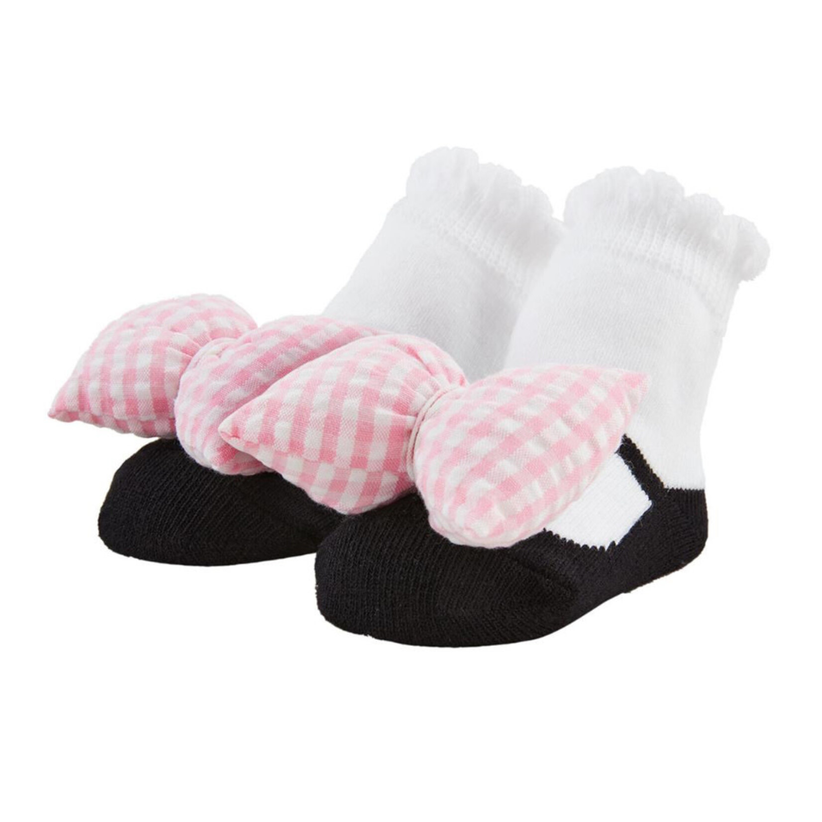 Mudpie Mudpie Gingham Bow Rattle Toe Socks