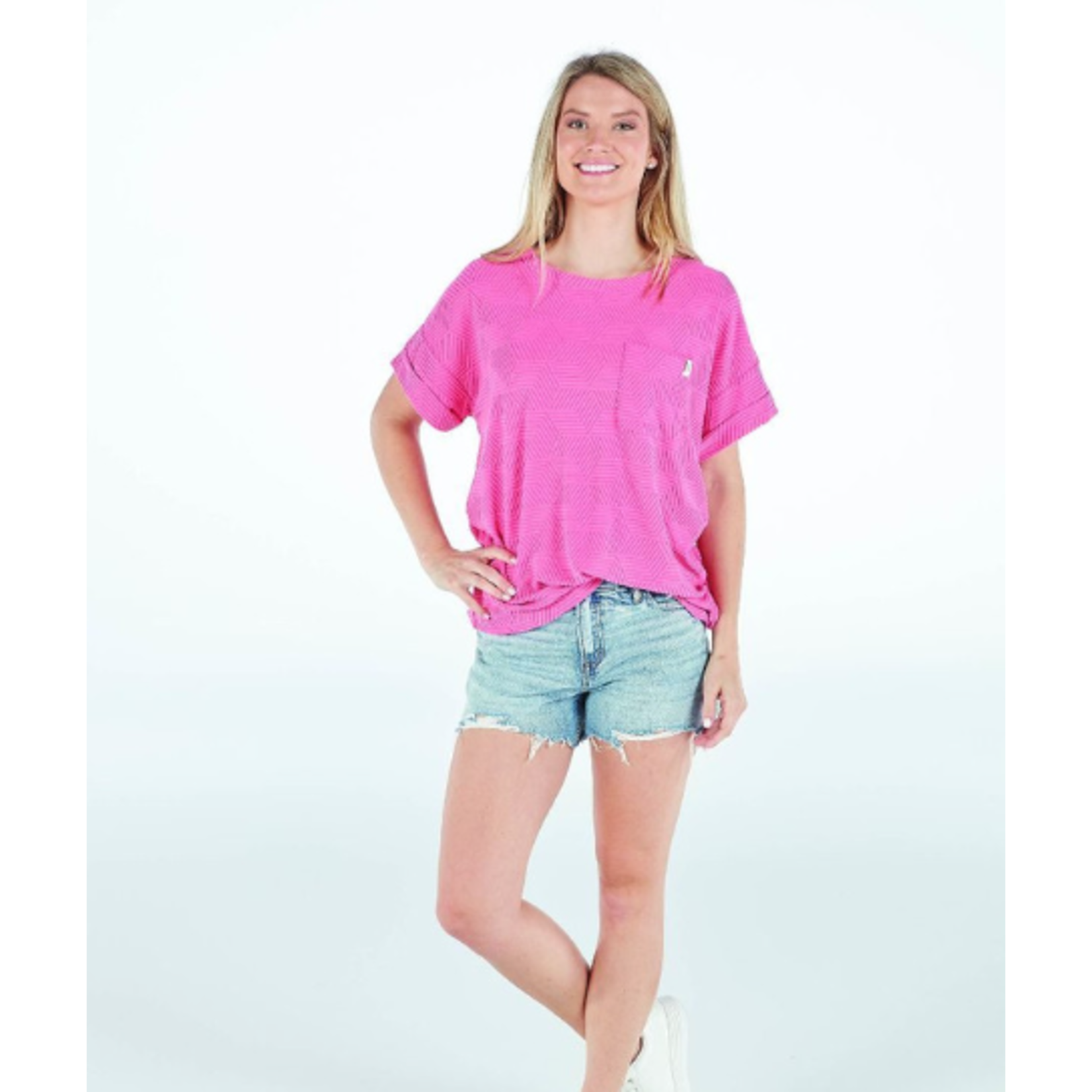 Simply Southern Simply Southern Short Sleeve Tee Terry Hot Pink
