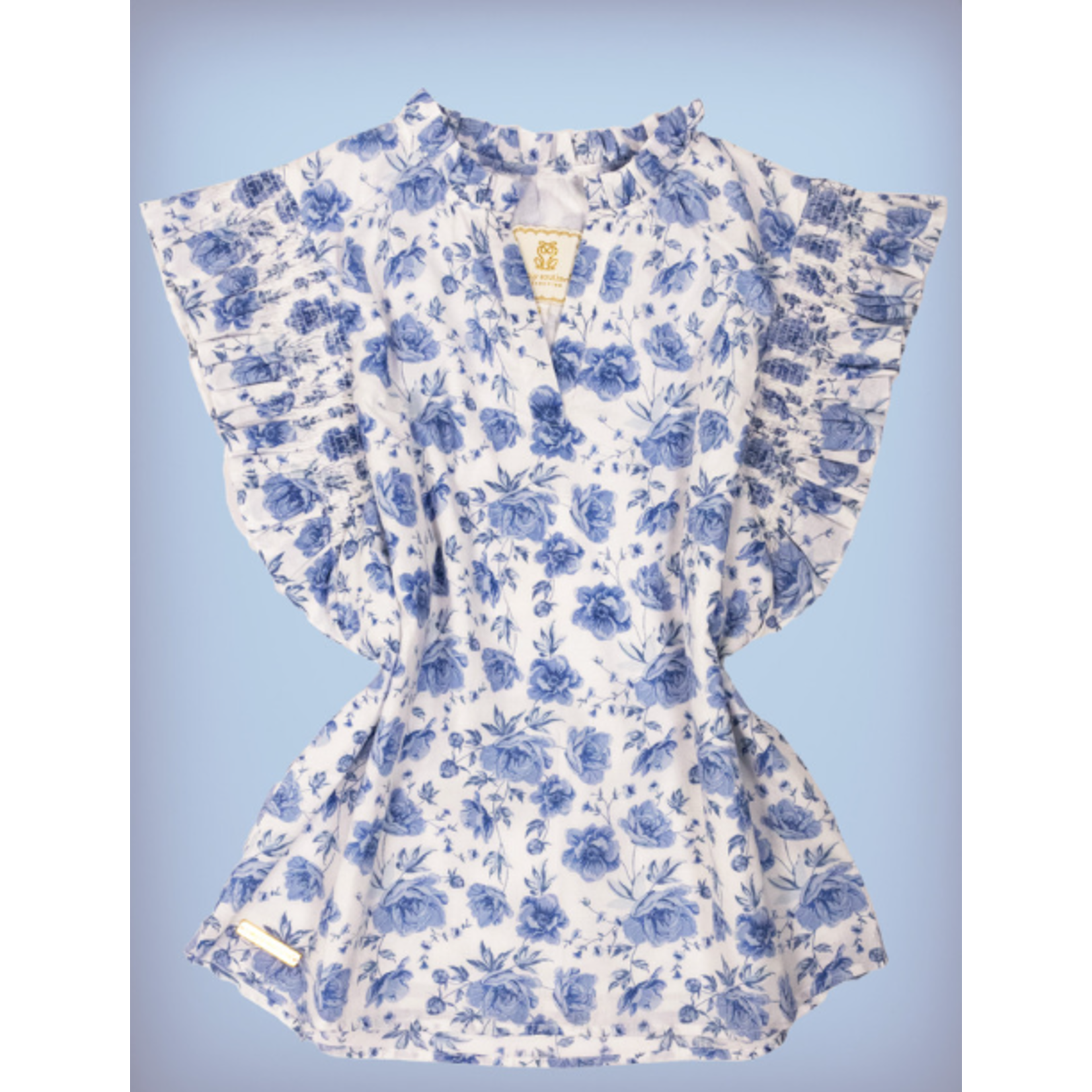 Simply Southern Simply Southern Ruffle Sleeve Top Blue Buds
