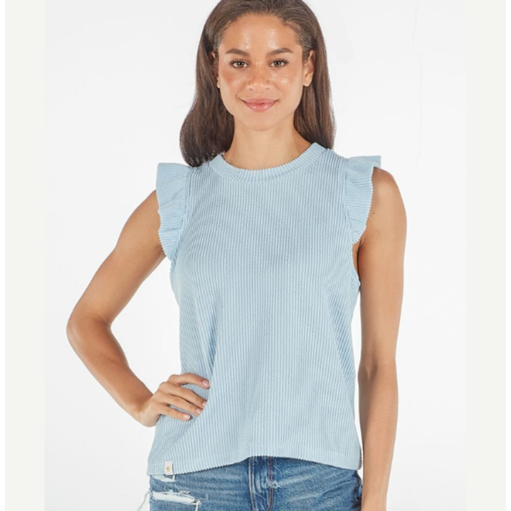 Simply Southern Simply Southern Knit Ruffle Sleeve Tee Ice