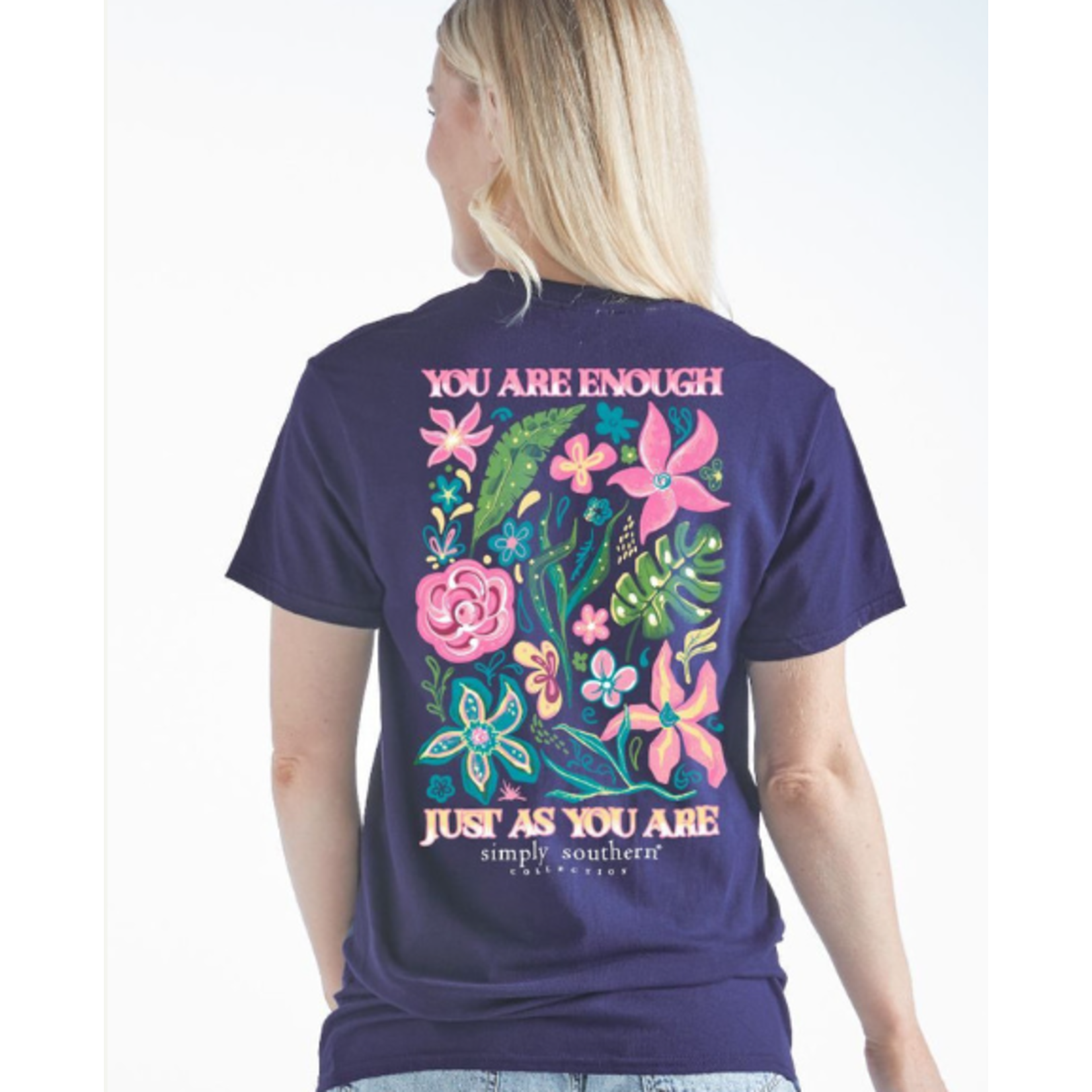 Simply Southern Simply Southern Short Sleeve Enough Heather Navy