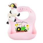 Mudpie Mudpie Silicone Bib & Rattle Set Pink Farm