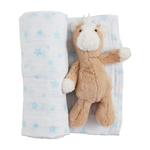 Mudpie Mudpie Swaddle & Rattle Set Stars w/Horse