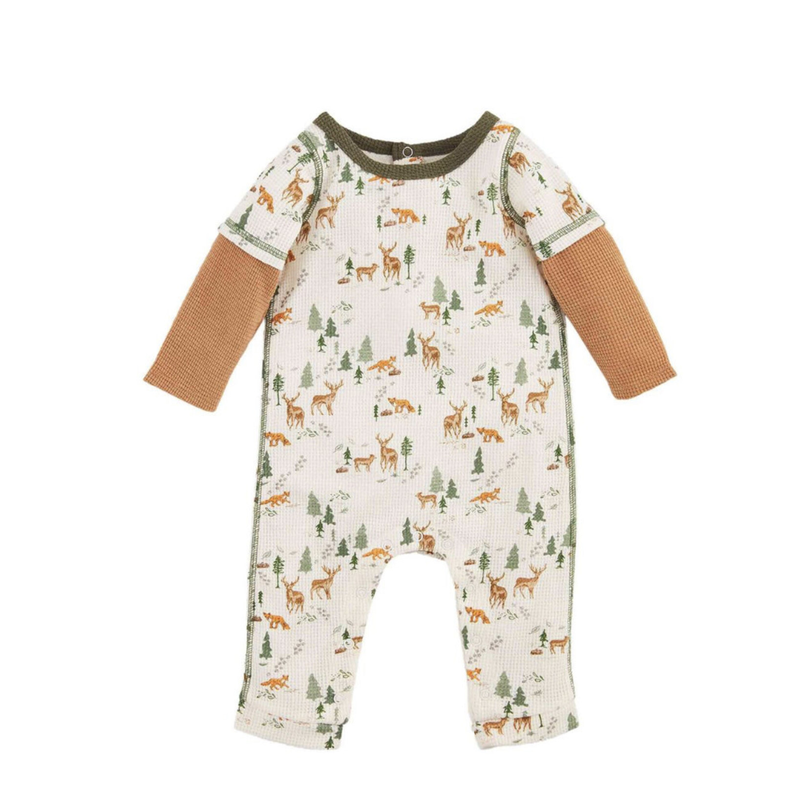 Mudpie Mudpie Deer Print Waffle 1 Piece