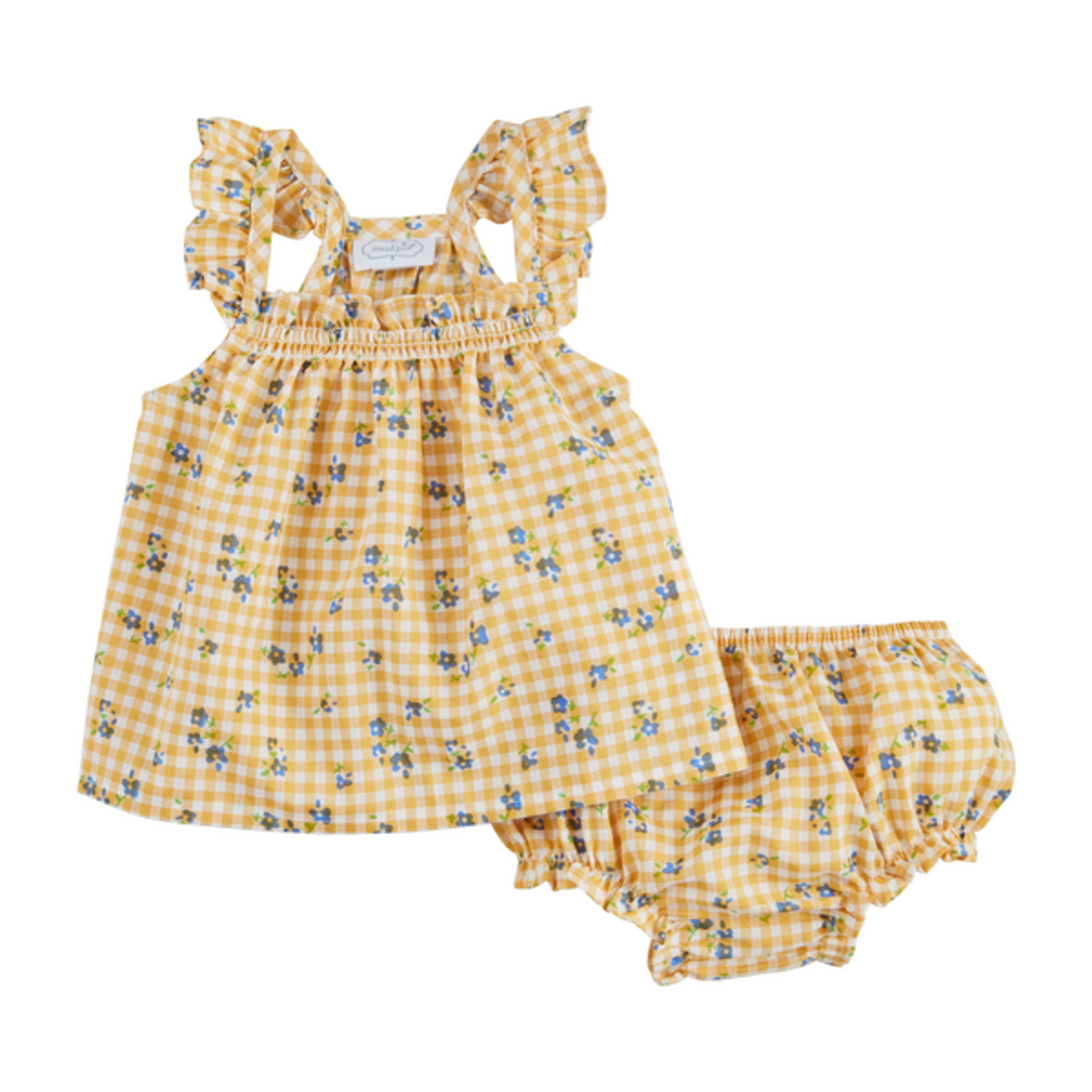 Mudpie Mudpie Yellow Gingham Pinafore Set