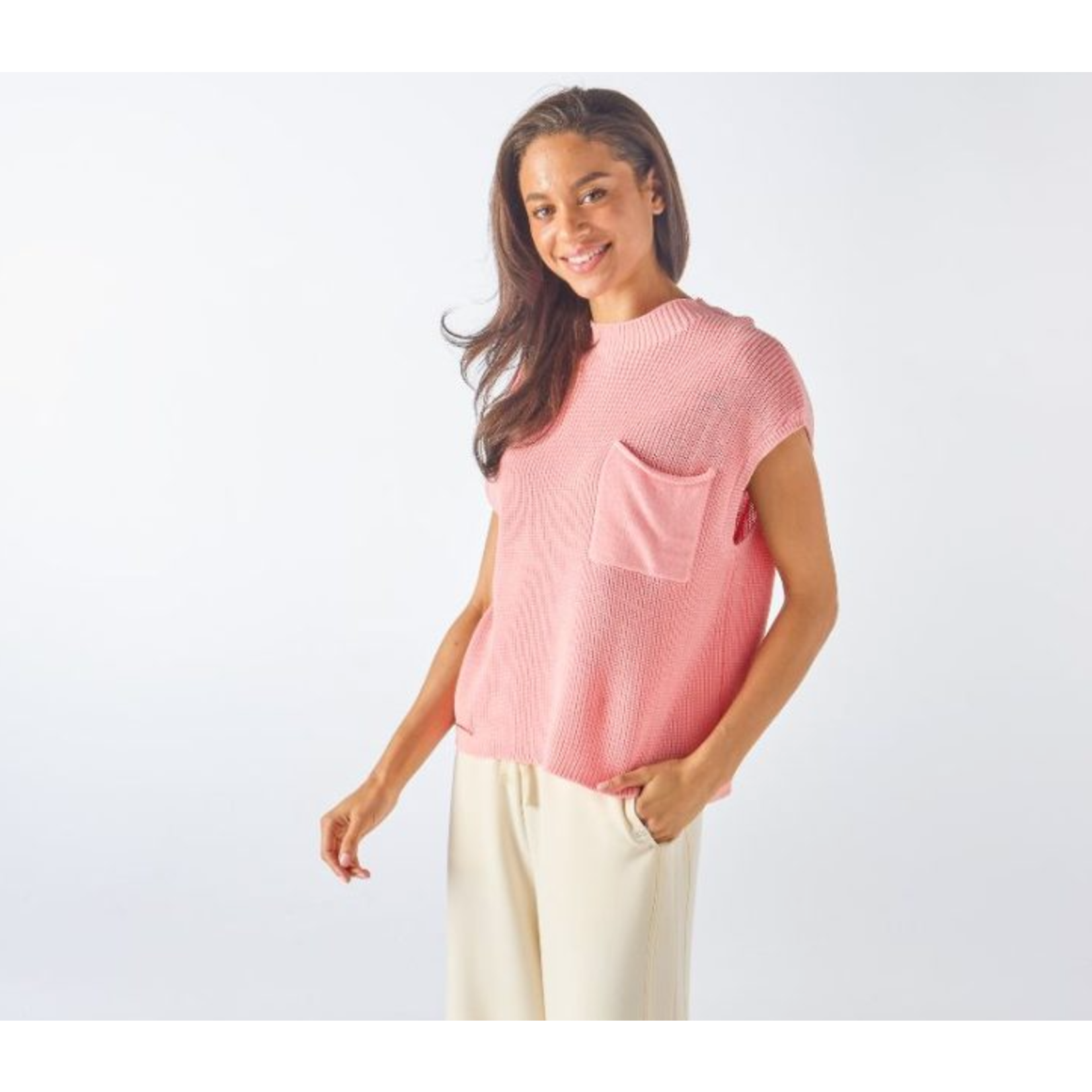 Simply Southern Simply Southern Breeze Knit Top with Pocket Salmon