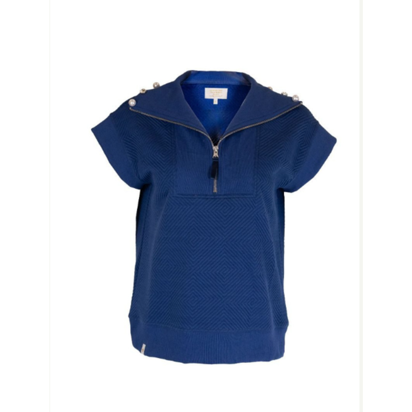 Simply Southern Simply Southern Quarter Zip Quilted Short Sleeve Top Deep Sea