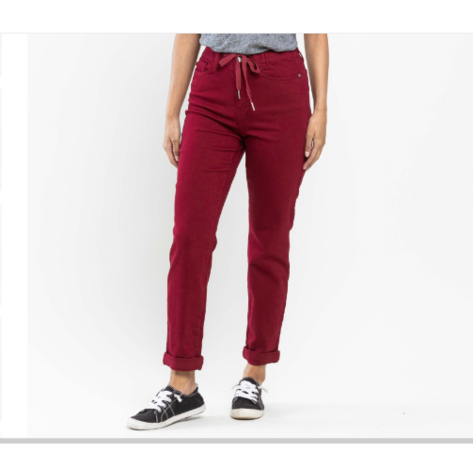 Judy Blue Judy Blue High Waist Pull On Double Cuff Jogger Scarlet 88727