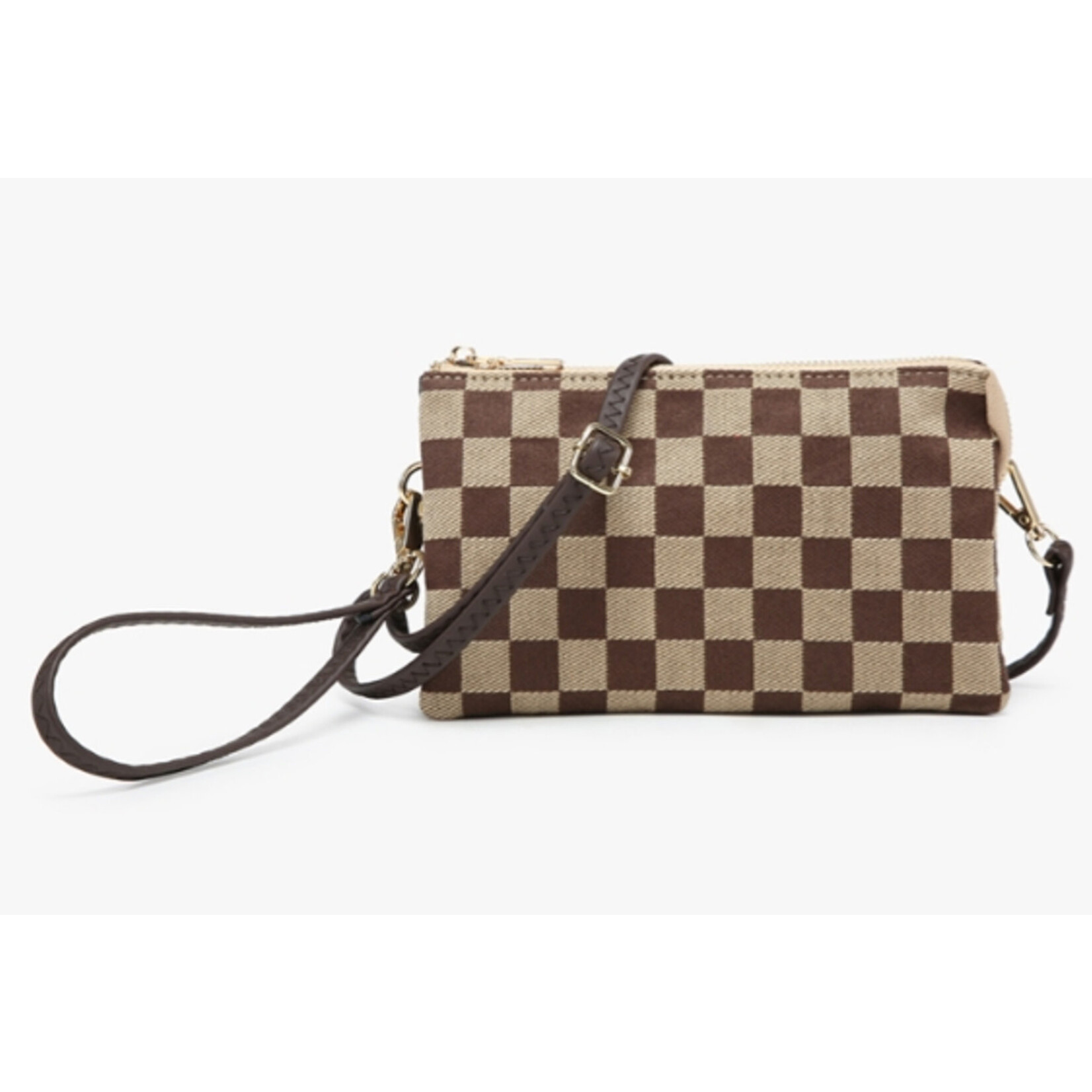 Jen & Co Jen & Co RIley Crossbody Brown Checkered M013