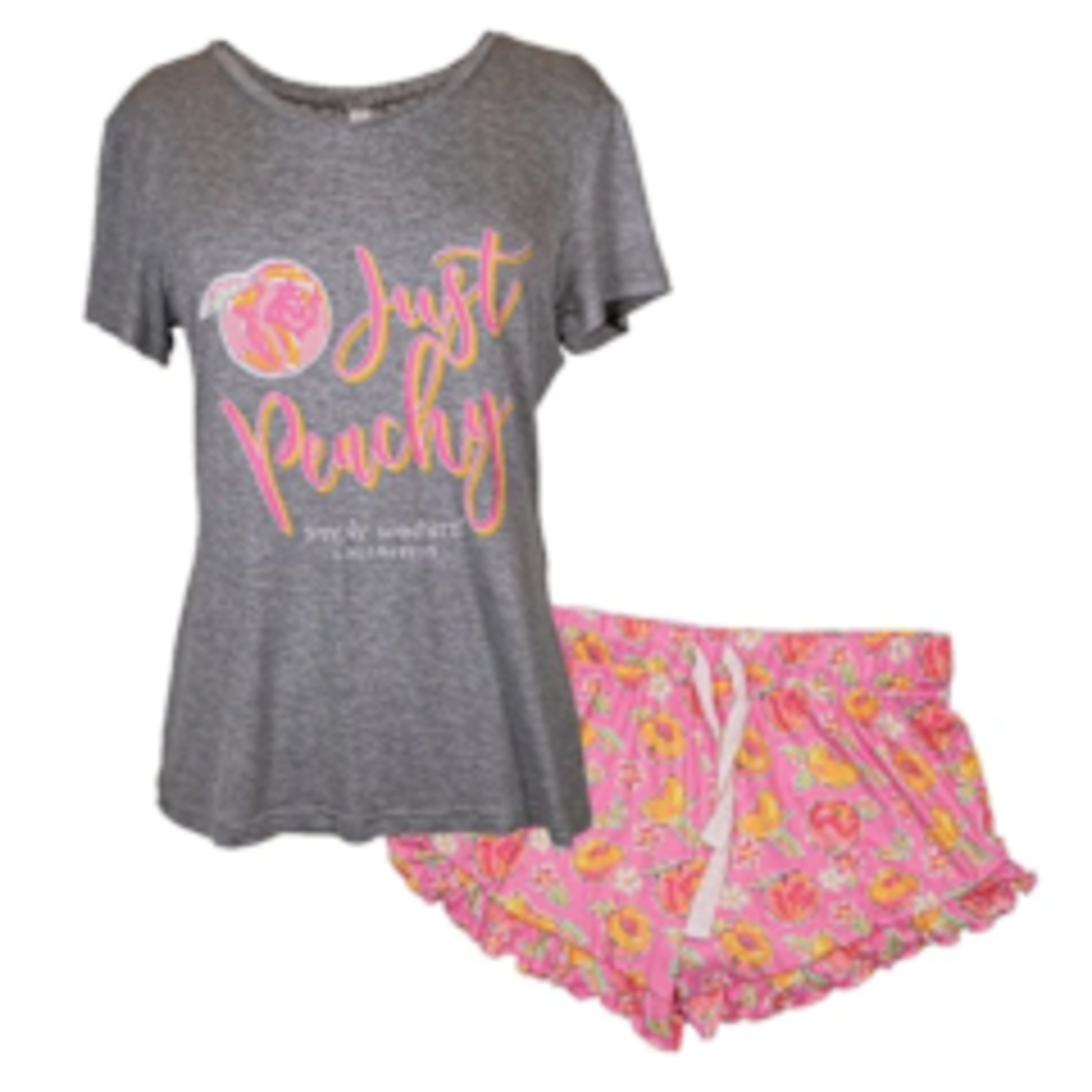 Simply Southern SS Just Peachy Loungewear Short Set Large