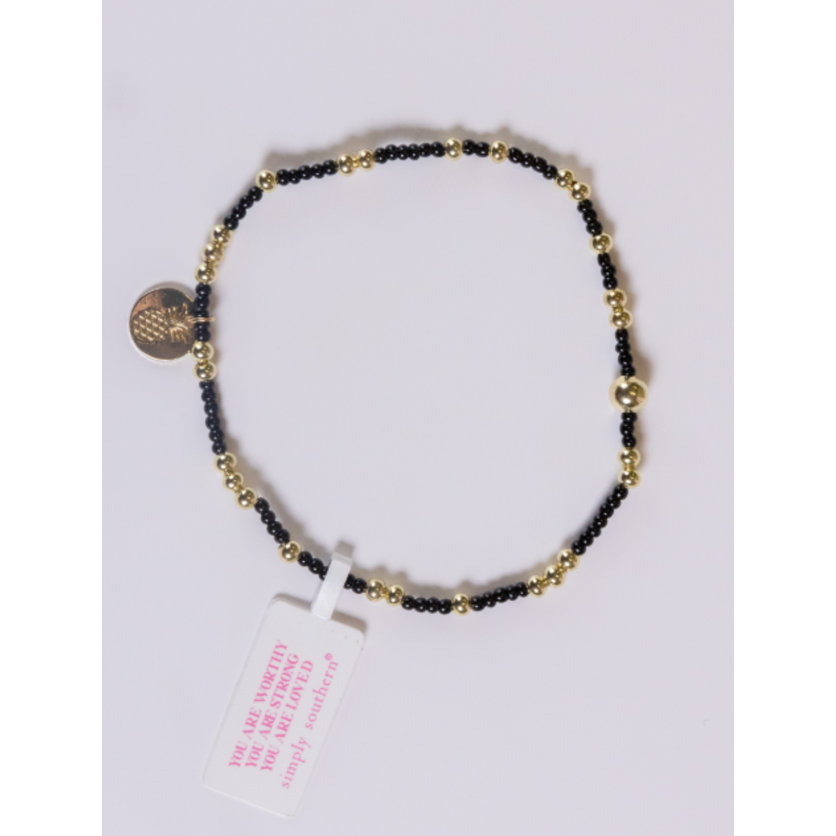 Simply Southern Simply Southern Bracelet Stacks F - Thin Black and Gold Beads
