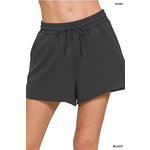 Zenana Zenana Elastic Waistband Scuba Shorts with Pockets Black