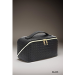 Zenana Zenana Woven Vegan Leather Cosmetic Makeup Bag Black